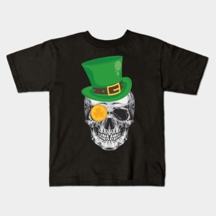 Lucky Coin Irish Leprechaun Skull Saint Patrick's Day Kids T-Shirt